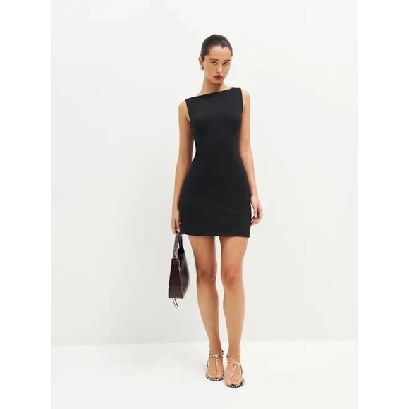 Reformation Nataly Knit Dress size Small Stretch Jersey Cocktail LBD Black NEW - Picture 1 of 12